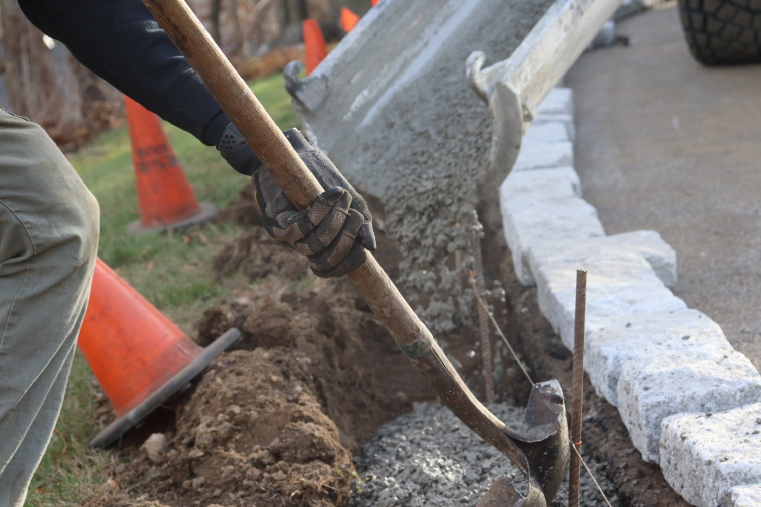 pouring-concrete-footings-for-cobblestone-curbing-in-somers-new-york